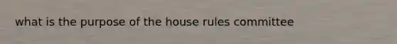 what is the purpose of the house rules committee