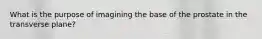 What is the purpose of imagining the base of the prostate in the transverse plane?