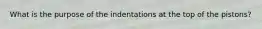 What is the purpose of the indentations at the top of the pistons?