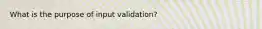 What is the purpose of input validation?