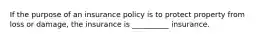 If the purpose of an insurance policy is to protect property from loss or damage, the insurance is __________ insurance.