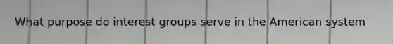 What purpose do interest groups serve in the American system