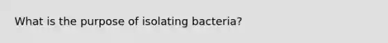 What is the purpose of isolating bacteria?