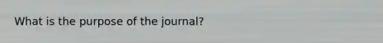 What is the purpose of the journal?