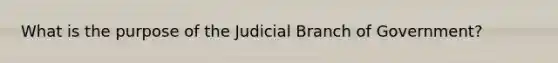 What is the purpose of the Judicial Branch of Government?