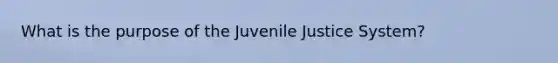 What is the purpose of the Juvenile Justice System?