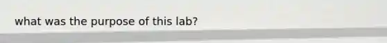 what was the purpose of this lab?