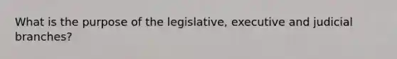 What is the purpose of the legislative, executive and judicial branches?