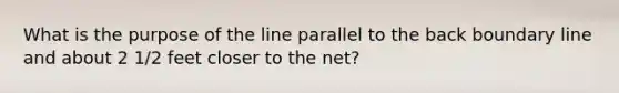 What is the purpose of the line parallel to the back boundary line and about 2 1/2 feet closer to the net?