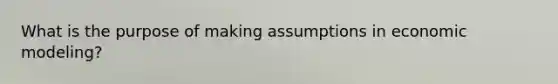 What is the purpose of making assumptions in economic modeling?