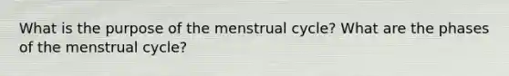 What is the purpose of the menstrual cycle? What are the phases of the menstrual cycle?