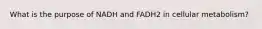 What is the purpose of NADH and FADH2 in cellular metabolism?