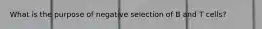 What is the purpose of negative selection of B and T cells?