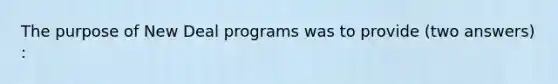 The purpose of New Deal programs was to provide (two answers) :