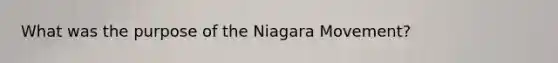 What was the purpose of the Niagara Movement?