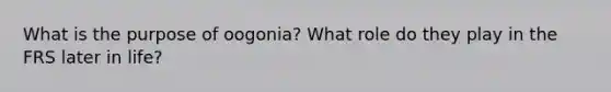 What is the purpose of oogonia? What role do they play in the FRS later in life?