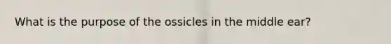 What is the purpose of the ossicles in the middle ear?