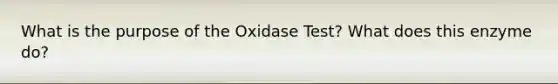 What is the purpose of the Oxidase Test? What does this enzyme do?