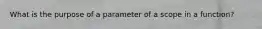 What is the purpose of a parameter of a scope in a function?