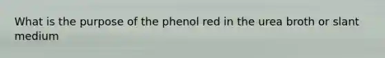 What is the purpose of the phenol red in the urea broth or slant medium