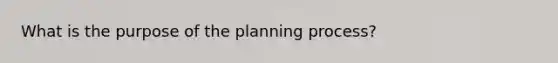 What is the purpose of the planning process?