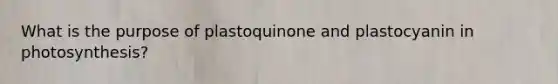 What is the purpose of plastoquinone and plastocyanin in photosynthesis?