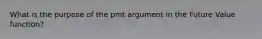 What is the purpose of the pmt argument in the Future Value function?