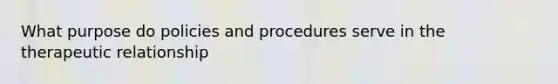What purpose do policies and procedures serve in the therapeutic relationship