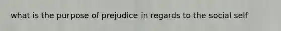 what is the purpose of prejudice in regards to the social self