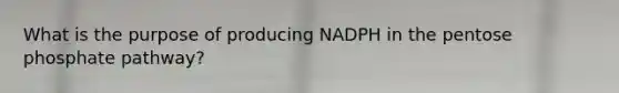 What is the purpose of producing NADPH in the pentose phosphate pathway?