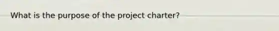 What is the purpose of the project charter?