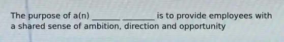 The purpose of a(n) _______ ________ is to provide employees with a shared sense of ambition, direction and opportunity