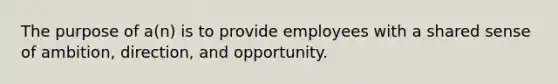 The purpose of a(n) is to provide employees with a shared sense of ambition, direction, and opportunity.