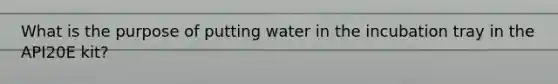 What is the purpose of putting water in the incubation tray in the API20E kit?