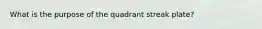 What is the purpose of the quadrant streak plate?