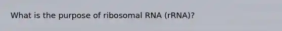 What is the purpose of ribosomal RNA (rRNA)?