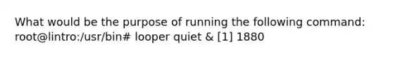 What would be the purpose of running the following command: root@lintro:/usr/bin# looper quiet & [1] 1880