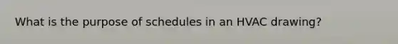 What is the purpose of schedules in an HVAC drawing?