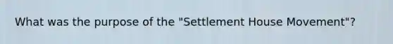 What was the purpose of the "Settlement House Movement"?