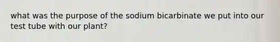 what was the purpose of the sodium bicarbinate we put into our test tube with our plant?