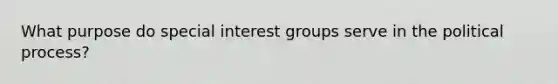 What purpose do special interest groups serve in the political process?