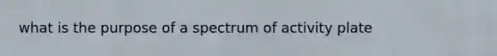 what is the purpose of a spectrum of activity plate