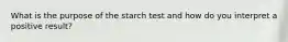 What is the purpose of the starch test and how do you interpret a positive result?