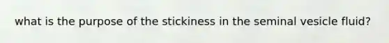 what is the purpose of the stickiness in the seminal vesicle fluid?