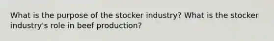 What is the purpose of the stocker industry? What is the stocker industry's role in beef production?