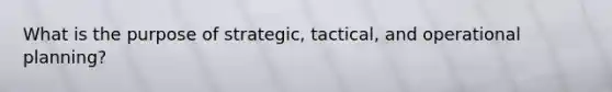 What is the purpose of strategic, tactical, and operational planning?