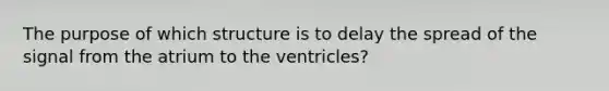 The purpose of which structure is to delay the spread of the signal from the atrium to the ventricles?