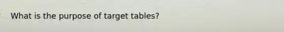 What is the purpose of target tables?