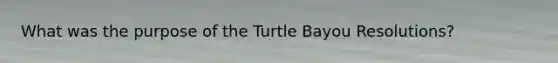 What was the purpose of the Turtle Bayou Resolutions?