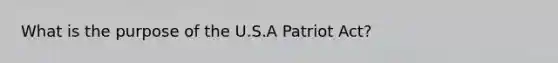 What is the purpose of the U.S.A Patriot Act?